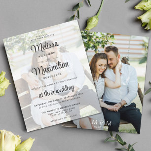 Budget modern script transparent photo wedding