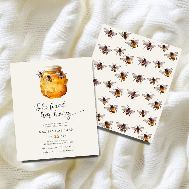 Budget Modern She Found Her Honey Bridal Shower Flyer (Creator Uploaded)