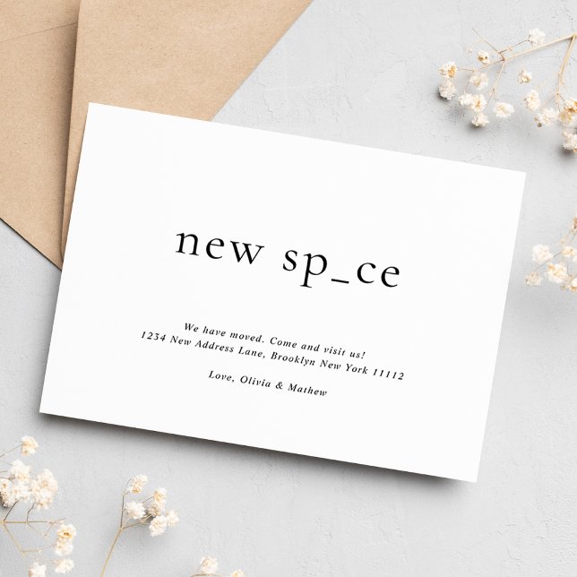 BUDGET Modern Simple New Place New Space Moving Note Card (Creator Uploaded)