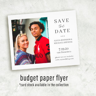 Budget modern simple photo wedding save date flyer