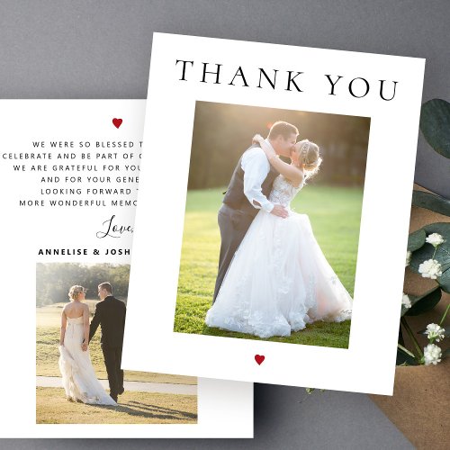 Budget modern simple photo wedding thank you