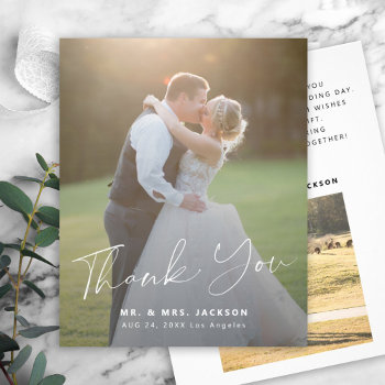 Budget Modern Simple Photo Wedding Thank You Flyer by invitations_kits at Zazzle