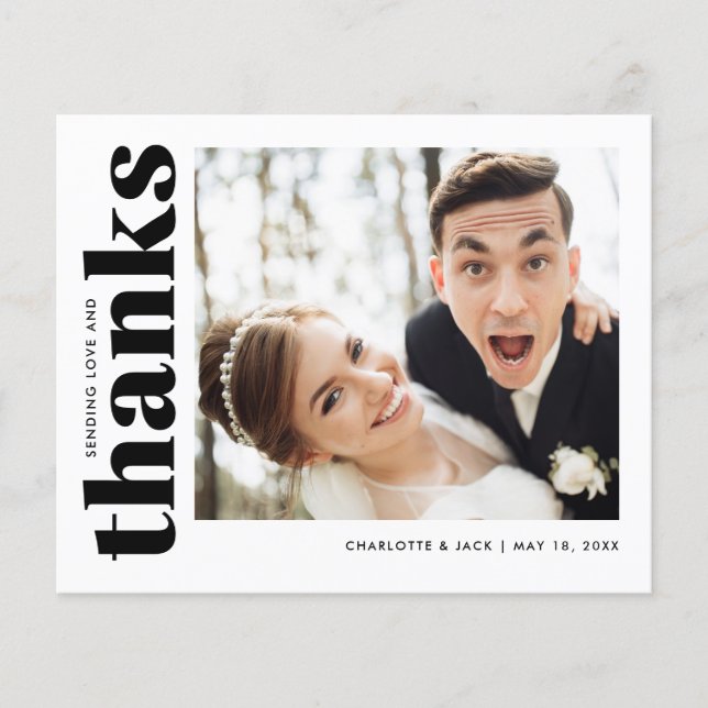 Budget Modern Simple Photo Wedding Thank You  Flyer (Front)