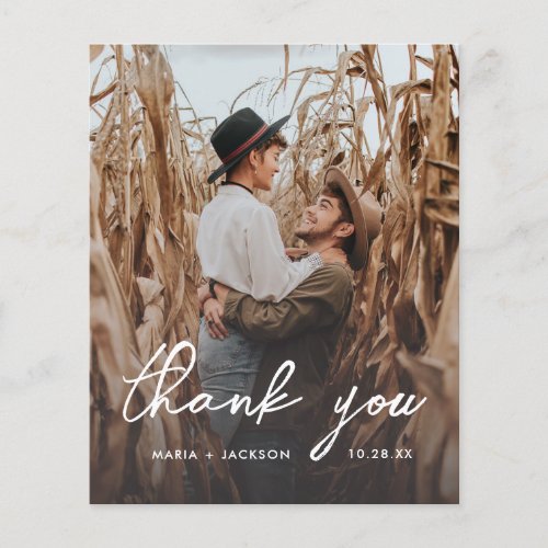 Budget Modern Simple Wedding Photo Thank You Flyer