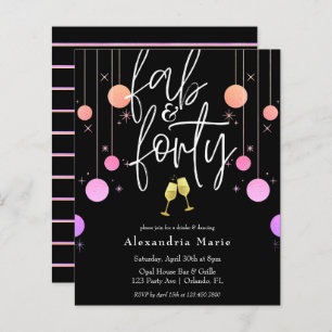 Budget Modern Sparkle "Fab & Forty" Birthday