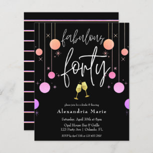 Budget Modern Sparkle "Fabulous Forty" Birthday