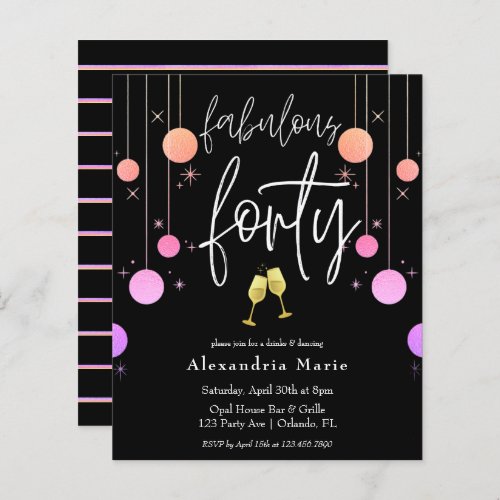 Budget Modern Sparkle Fabulous Forty Birthday