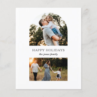 Budget Modern Split Arch Two Photo Holiday Card