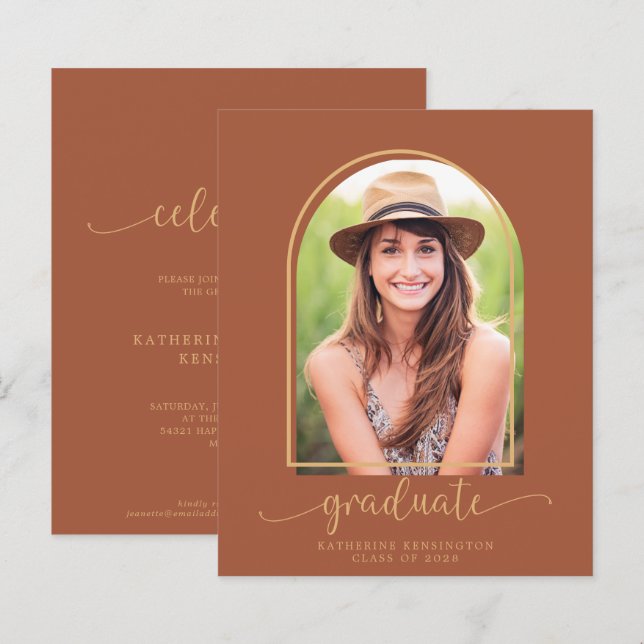Budget Modern Terracotta Arch Photo Graduation (Front/Back)