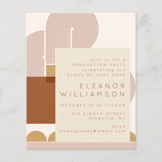 Budget Modern Terracotta Graduation Party Invite (Front)