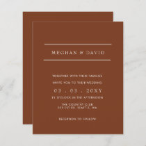 Budget Modern Terracotta Wedding Invitation