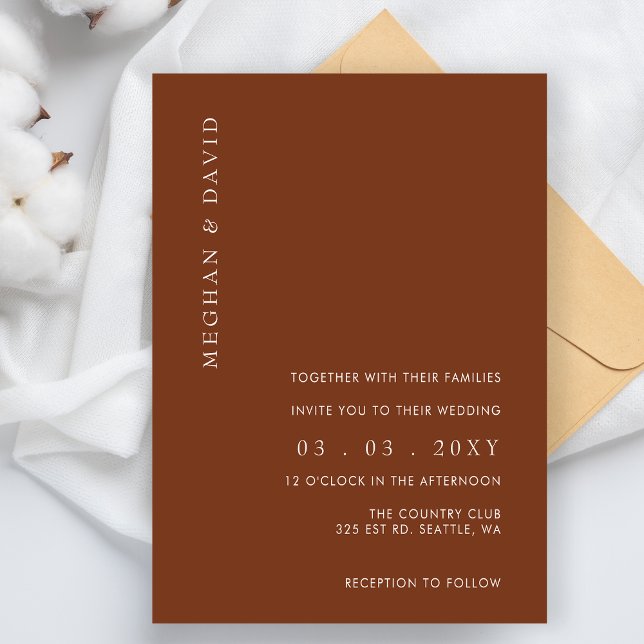 Budget Modern Terracotta Wedding Invitation (Creator Uploaded)