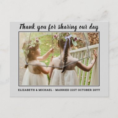 BUDGET Modern THANKYOU Wedding Photo Letter Postcard
