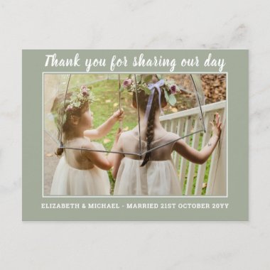 BUDGET Modern THANKYOU Wedding Photo Letter Postcard