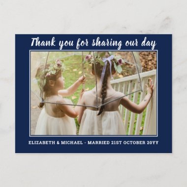 BUDGET Modern THANKYOU Wedding Photo Letter Postcard