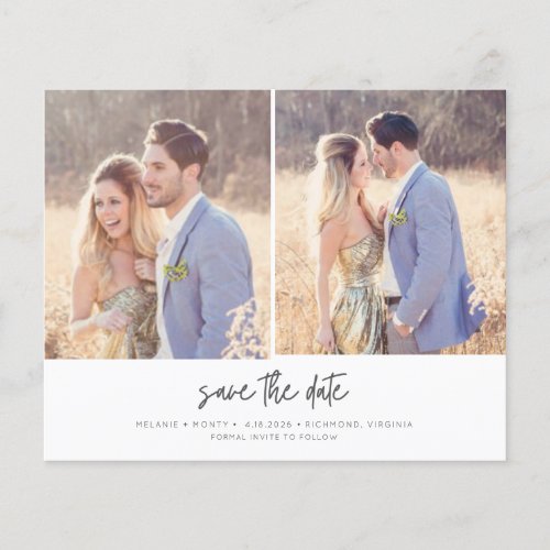 Budget Modern Two Photo Wedding Save the Date Flyer