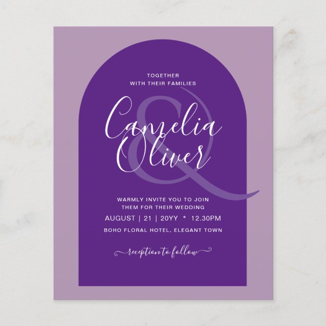 BUDGET Modern Typography Arch Minimalist Wedding Flyer (Front)