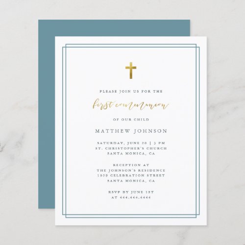 Budget Modern Typography Blue First Communion