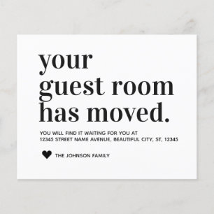 Budget Modern Typography Guest Room Moving Card