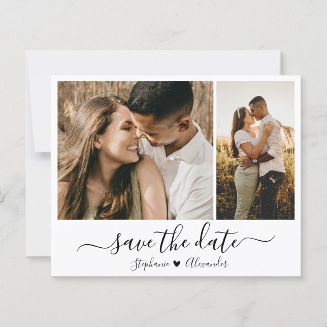 Budget Modern Typography Photo Save The Date (Front)