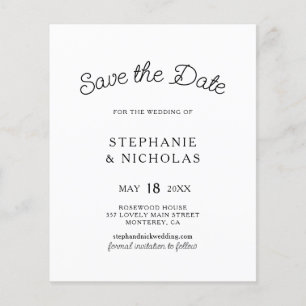Budget Modern Typography Photo Save The Date Flyer