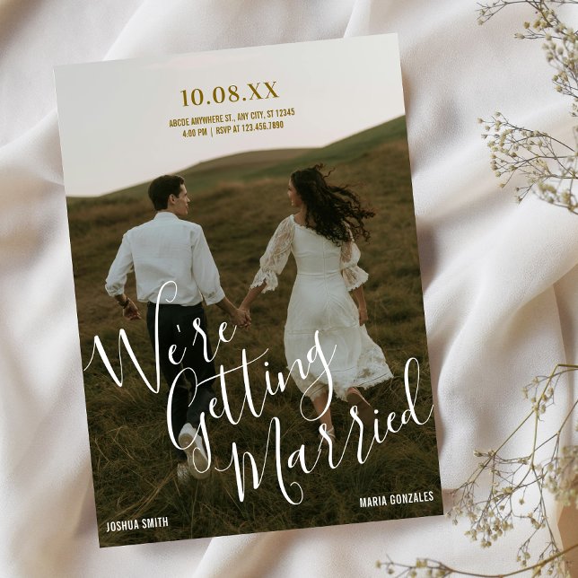 Budget Modern typography photo wedding  Invitation (Creator Uploaded)
