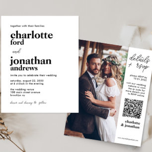 Budget Modern Typography QR Code Photo Wedding