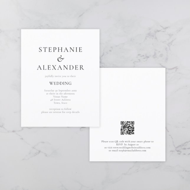 Budget Modern Typography QR Code Wedding Invite (Creator Uploaded)