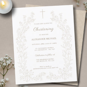 Budget Modern Vintage Floral Christening Baptism