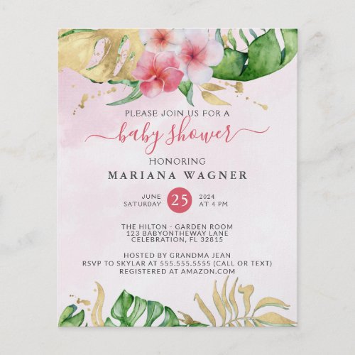 Budget Modern Watercolor Floral Baby Shower Flyer