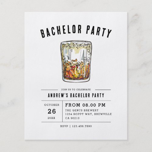 Budget Modern Watercolor Whiskey Bachelor Party  Flyer