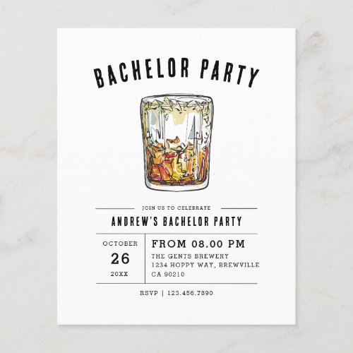 Budget Modern Watercolor Whiskey Bachelor Party  Flyer