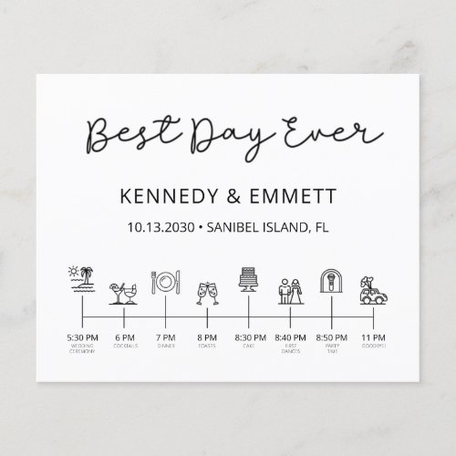 Budget Modern Wedding Day Timeline Program