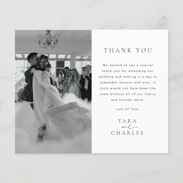 Budget Modern Wedding Photo Thank You Card Flyer (Front)