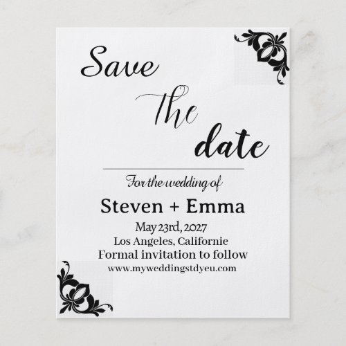 Budget modern Wedding Save the Date invitations Flyer