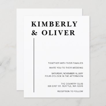 Budget Modern White Wedding Invitations