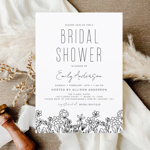 Budget Modern Wildflower Bridal Shower Elegant  Flyer
