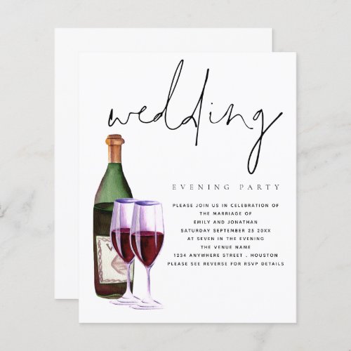 Budget Modern Wine Wedding Evening Party