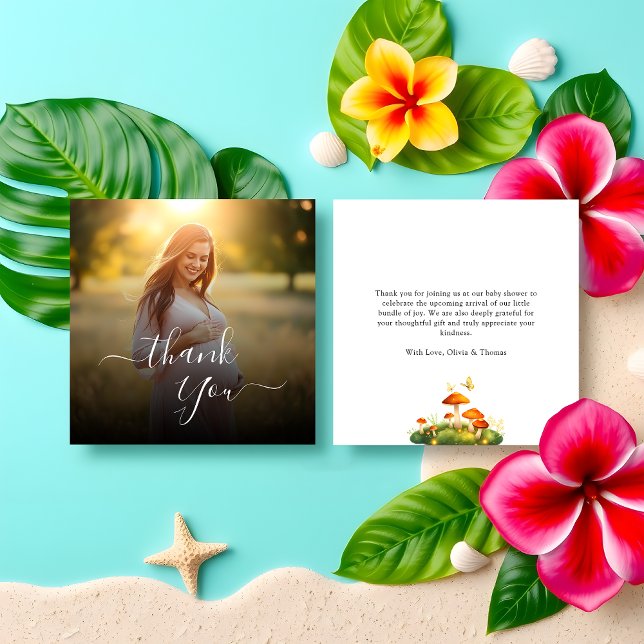 Budget Modern Woodland Baby Shower Thank You Photo Note Card (Creator Uploaded)