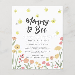 Budget Mommy to Bee Baby Shower Invitation