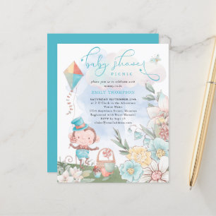 Budget Monkey Boy Baby Shower Picnic Invitation