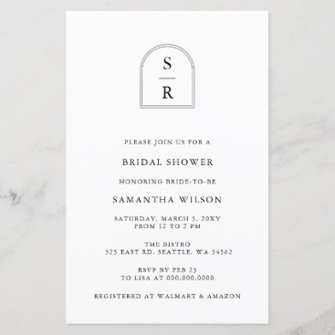 Budget Monogram Arch Bridal Shower Invitation