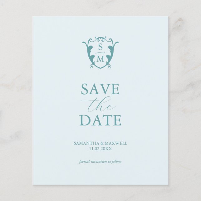 Budget Monogram Beach Weddings Save The Date Flyer (Front)