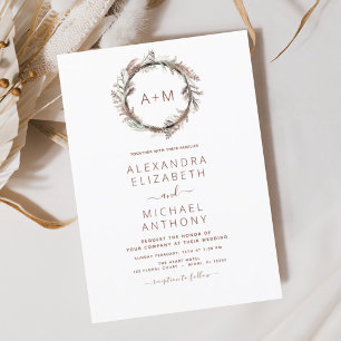 Budget Monogram Boho Pampas Grass Wedding