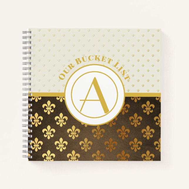 BUDGET Monogram Couples Bucket List keepsake Notebook (Front)