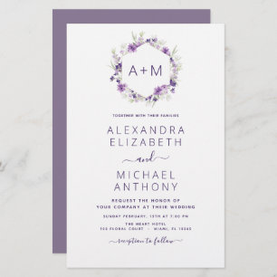 Budget Monogram Floral Dusty Purple Wedding