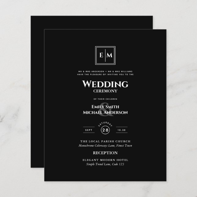 BUDGET Monogram Formal Wedding Black All in 1 (Front/Back)