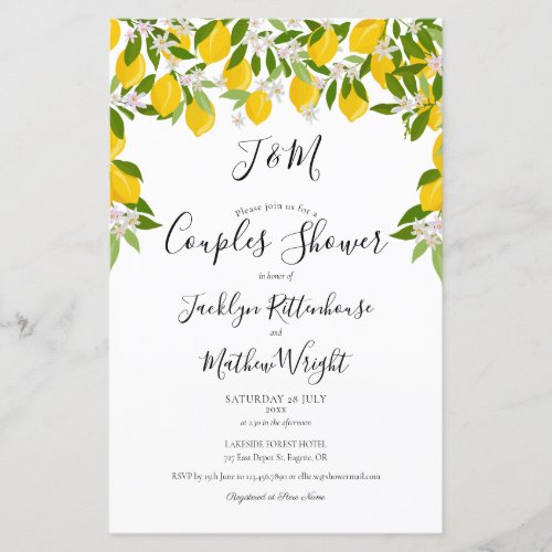 Budget Monogram Lemons Couples Shower Invitation