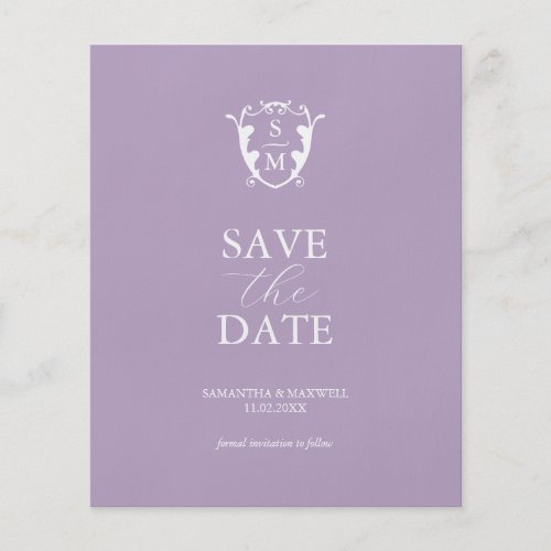 Budget Monogram Lilac Save The Date Flyer