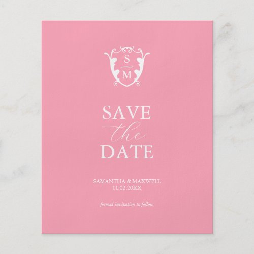 Budget Monogram Pink Save The Date Flyer
